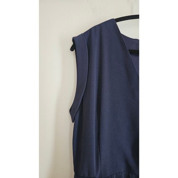 Theory Pavona Elevate Crepe Jumpsuit, Blue, Sexy V Neck, NYE Party, Sz 8 - Picture 10 of 11